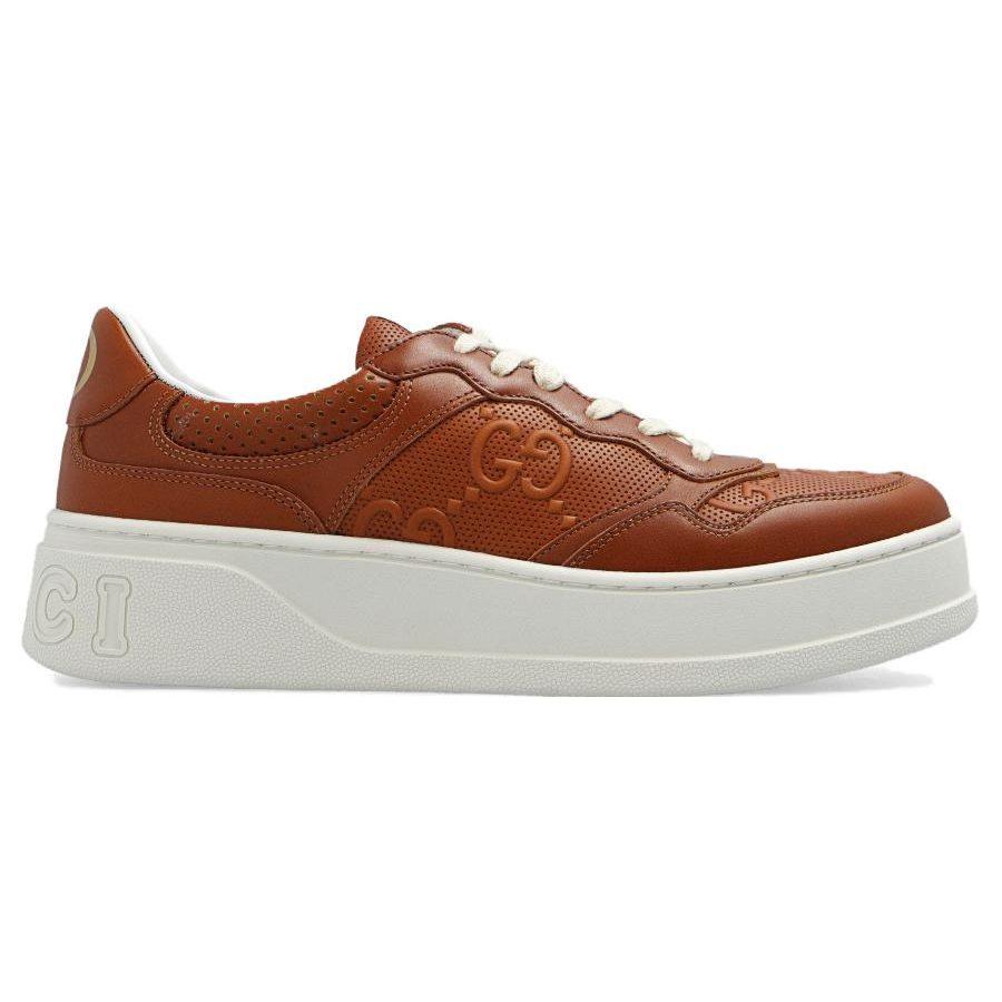 Gucci Chunky B Leather Stylish Skateboarding Shoes Women's Brown 670408 AABBV 2742