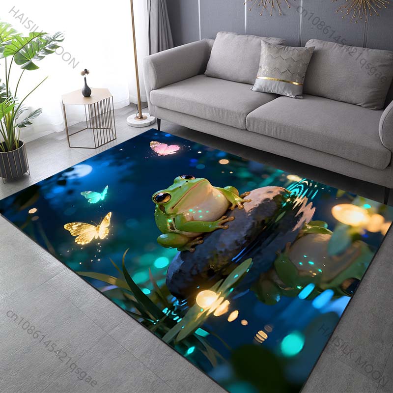 Multiple Sizes Frog, Stone, Fireflies Print Carpet Rug for Living Room Bedroom Sofa Doormat Home Decor Non-slip Floor Mat