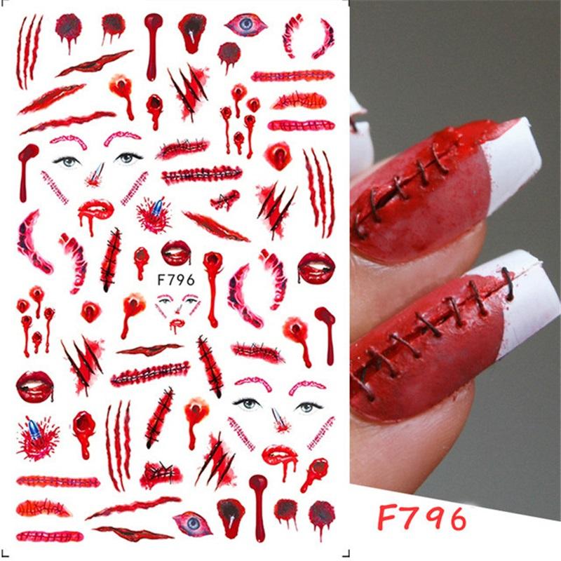 New Nail Art Stickers European and American Ghost Festival Dark Butterfly Bloodthirsty Rose Skull Zombie Nail Decal