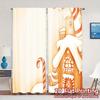 2pcs,Curtains Candy Cane Gingerbread House Frosting (3) Chic Curtains&Window Treatment Polyester Easy Install Curtains Versatile