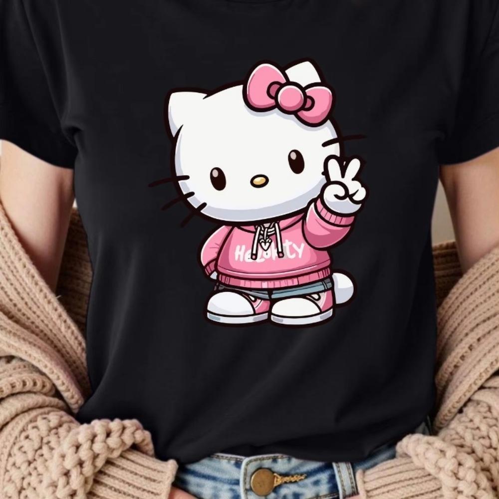 New Street Trendy Hip Hop T-shirt  Plus Women's Fashion T-shirt Casual Loose  Round Neck T-shirt Top