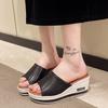Summer new fish mouth wedge slippers women's wear fashion casual one-word drag large size women's sandals