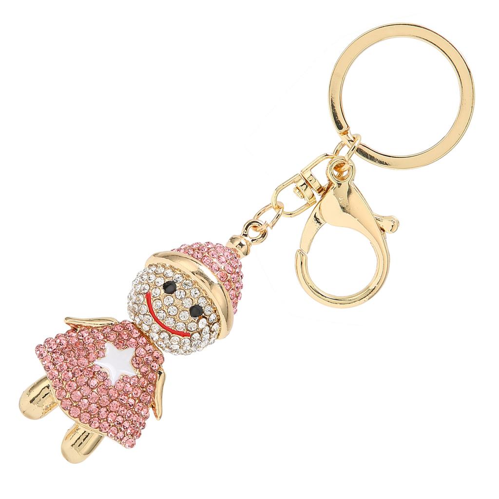 Snowman Rhinestone Key Chains Sparkling Pendant Keychain Alloy Bag Buckle Pandant for Christmas