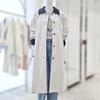 Women's Color Block Belted Single Trench Coat YW5MR405