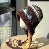 New Fair Isle Knitted Beanie Women's Autumn and Winter Warm Balaclava Thickened Ear Protection Baotou Hat