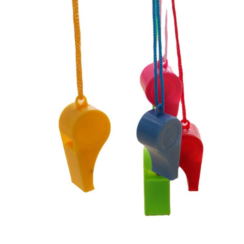 24Pcs Colorful Plastic Whistles with Lanyards for Party Favors, Sports & Emergency Supplies