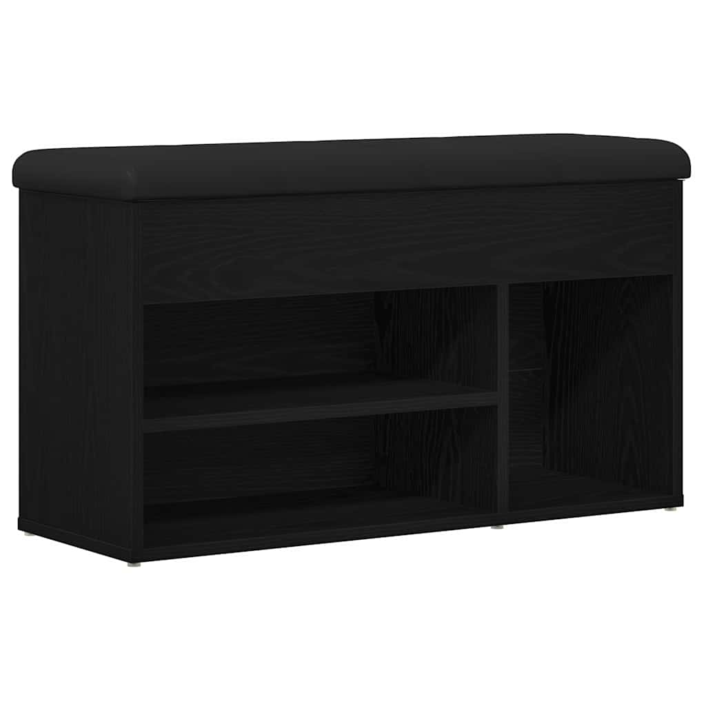 Shoe Bench with Shelf Black 80 x 30 x 45 cm Engineered Wood