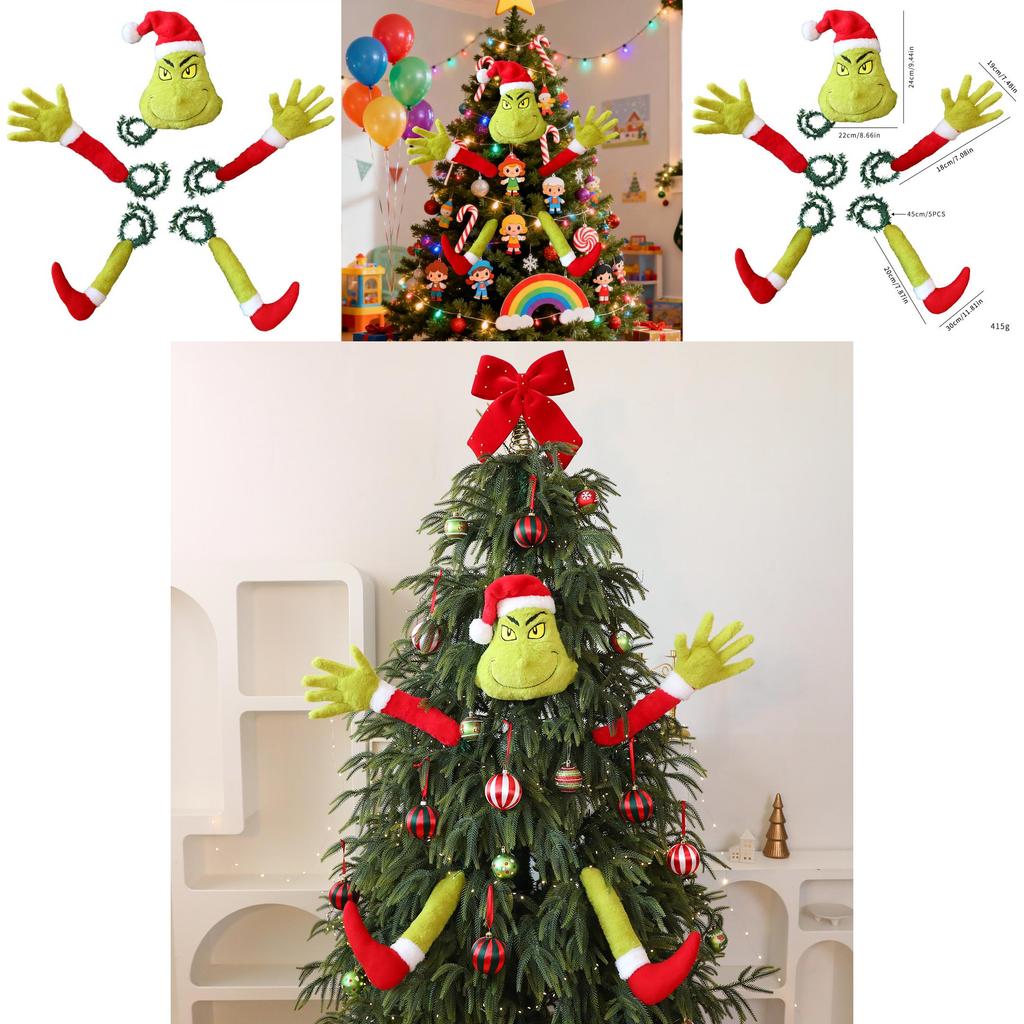 Świąteczna pluszowa zabawka Grinch z pluszowego materiału do dekoracji świątecznych i na prezent