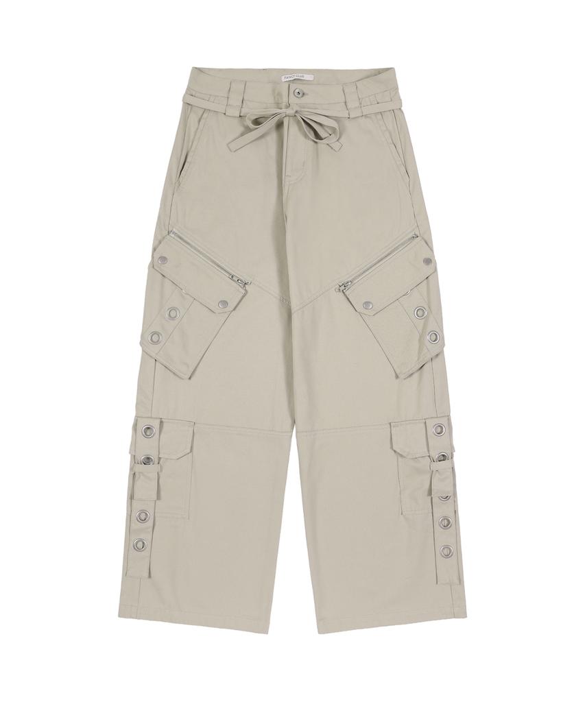 FANCY CLUB Detachable Cargo Strap Pants (Beige) F25Zd978