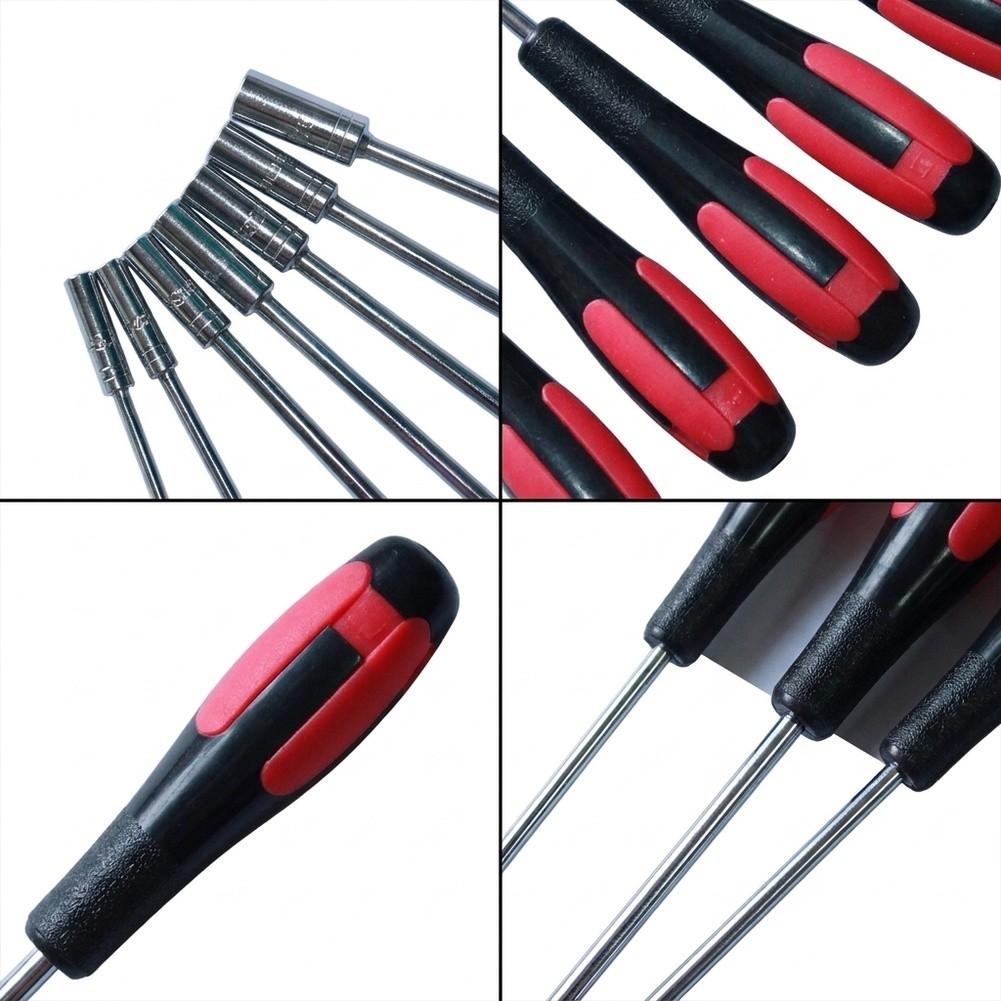 Hollow Shaft Nut Socket Driver Set with Rubber Handle and Extended Length