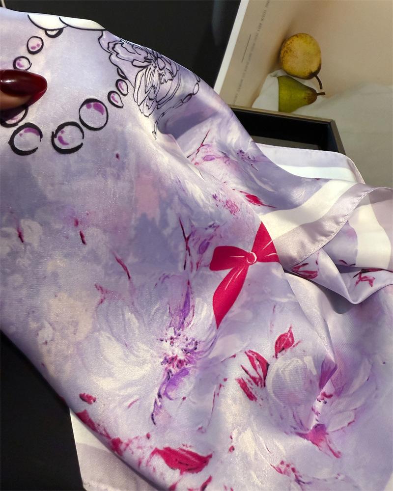 Luxury Design 70cm Satin Square Print Scarf Women Scarves Bandana Hijab Neckerchief Shawl Kerchief Hair Band Foulard Lady