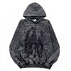 2024 American High Street Trendy Brand Retro Old Doberman Washed Old Hoodie Hoodie High Street Loose