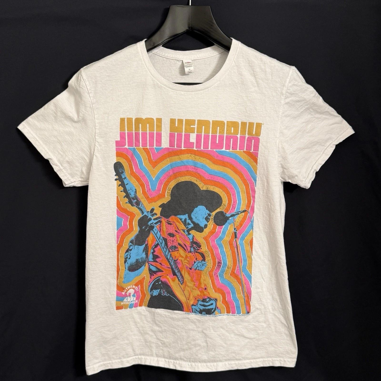 

Jimi Hendrix Band Colorful Retro Vibe Lines 100% Cotton T-shirt Mens Tees Top Medium S