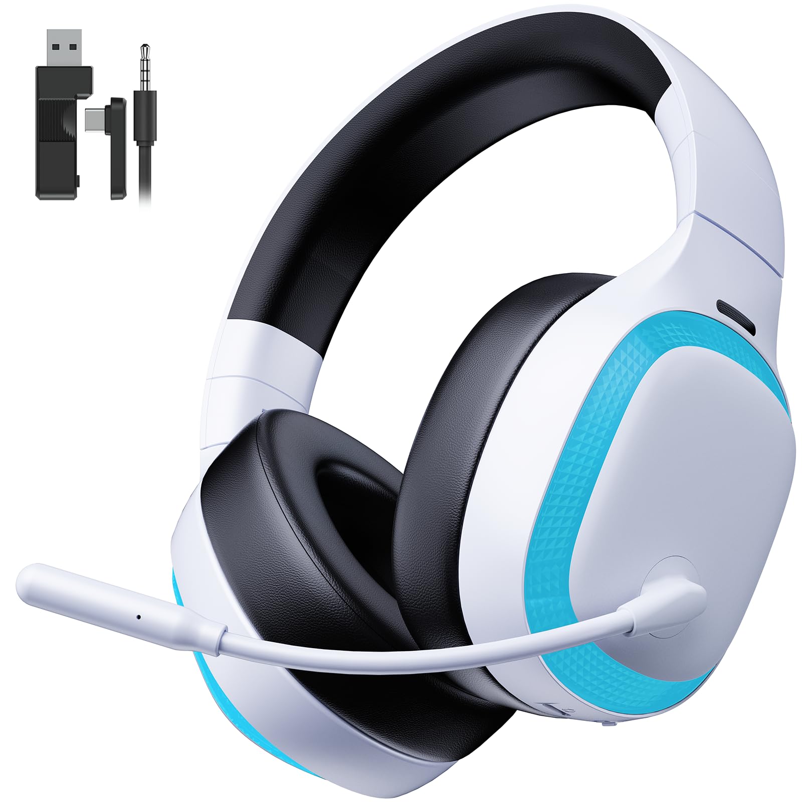 

Wireless Gaming Headset for PS5 Bluetooth Connection Surround Latency 50mm Drivers Up to 70 Hours of Playtime Compatible with and Switch 5.3 / білий