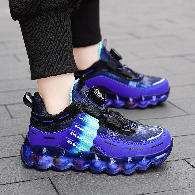 28-38 Children's Pink Leather Waterproof Rotation Buttons Sports Shoes Boys Basketball Sports Shoes Girl Sports Shoes