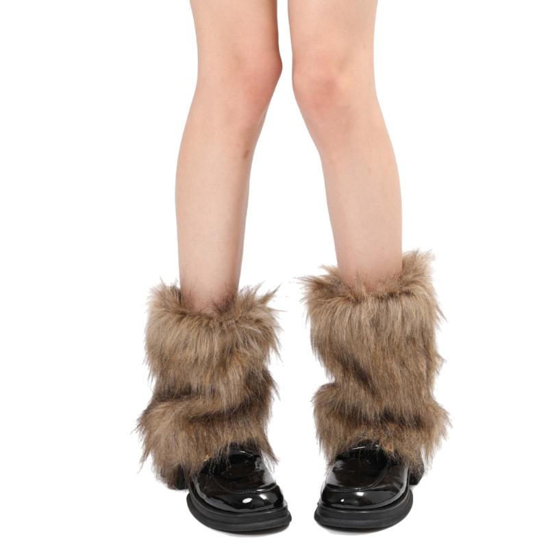 Women's Fashionable Plush Leg Warmers for Adding Warmth Cold Weather Thermal Fuzzy Furry Boot Covers Footless Socks