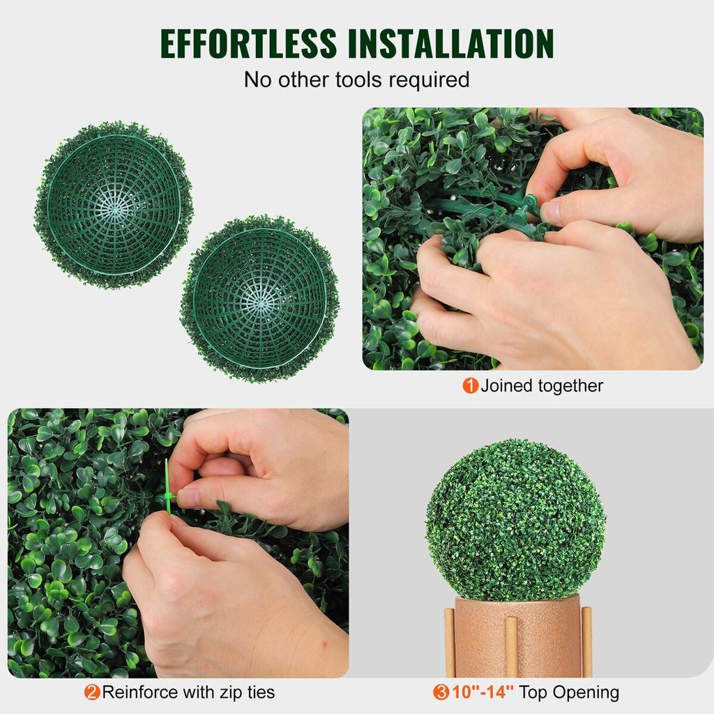 Artificial Topiaries Boxwood Trees, 24” Tall (2 Pieces), Ball-Shape Faux Topiaries Plant, All-year Green Feaux Plant Decorative Balls for Backyard,