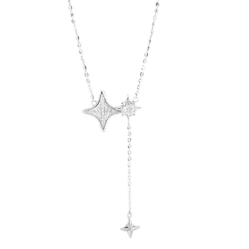 Four Pointed Star Tassel Necklace, Fashionable, Exquisite, Light Luxury, High-end, Autumn and Winter Atmosphere, Sweater Chain