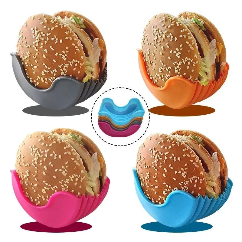 Suport reutilizabil pentru burgeri Gadgeturi utile Cadru siliconic Suport pentru unelte de burger Raft de depozitare Organizator de bucătărie Unelte Bar de luat masa Acasă