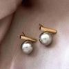 1 Pair Retro French Earrings Minimalist Gray Artificial Pearl Earrings Fashion Jewelry for Girls' Gatherings Daily Wear Earrings