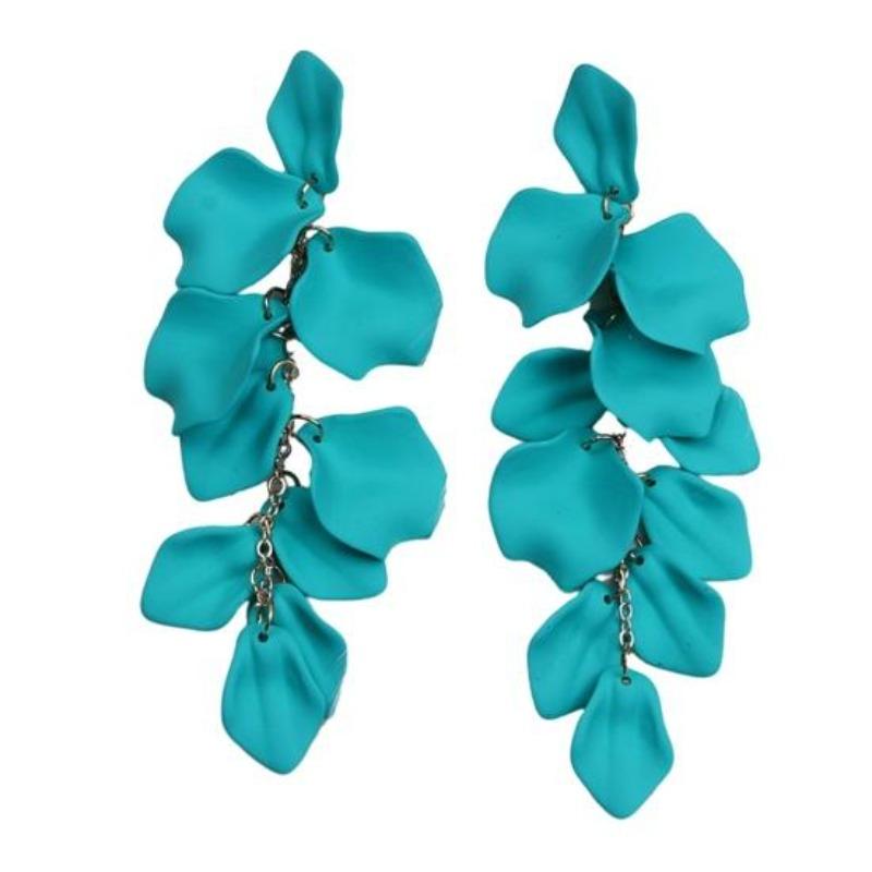 Стильные висячие серьги с кисточками и лепестками, акриловые длинные серьги-гвоздики с цветком, модные ювелирные аксессуары, подарок озеро синий