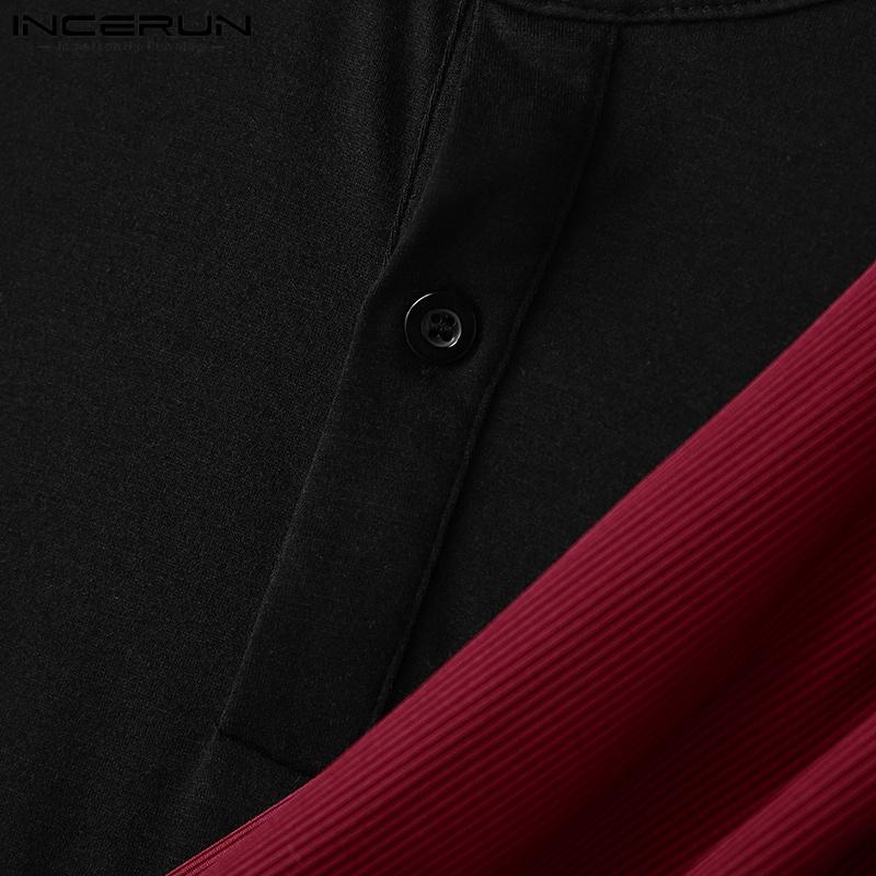 INCERUN Herren Langarmshirt mit überkreuzten Ärmeln und Henley-Muster