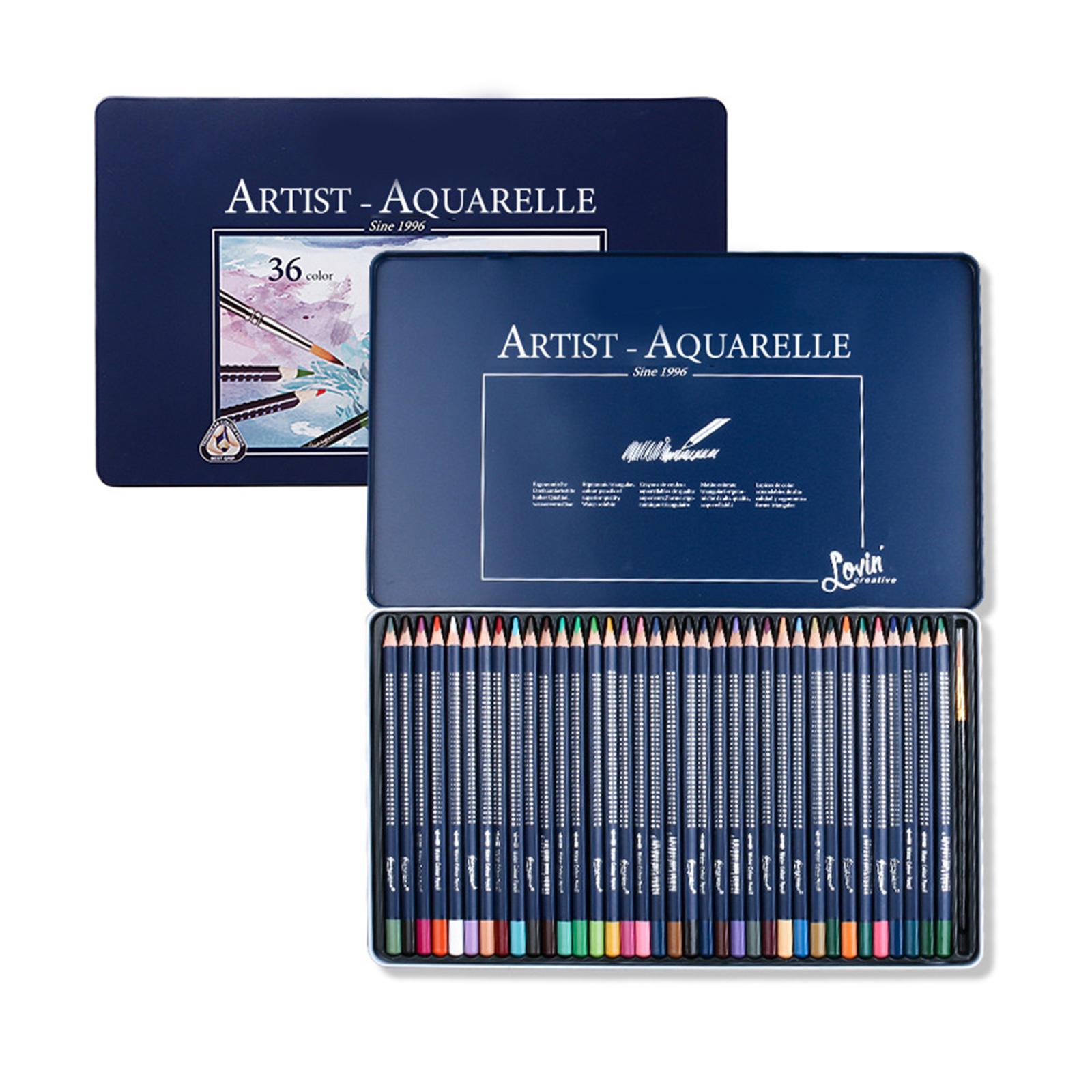 

Набор акварельных карандашей для раскрашивания в металлическом корпусе, цветные карандаши с тонкой кисточкой, художественные принадлежности для рисования и раскрашивания 36