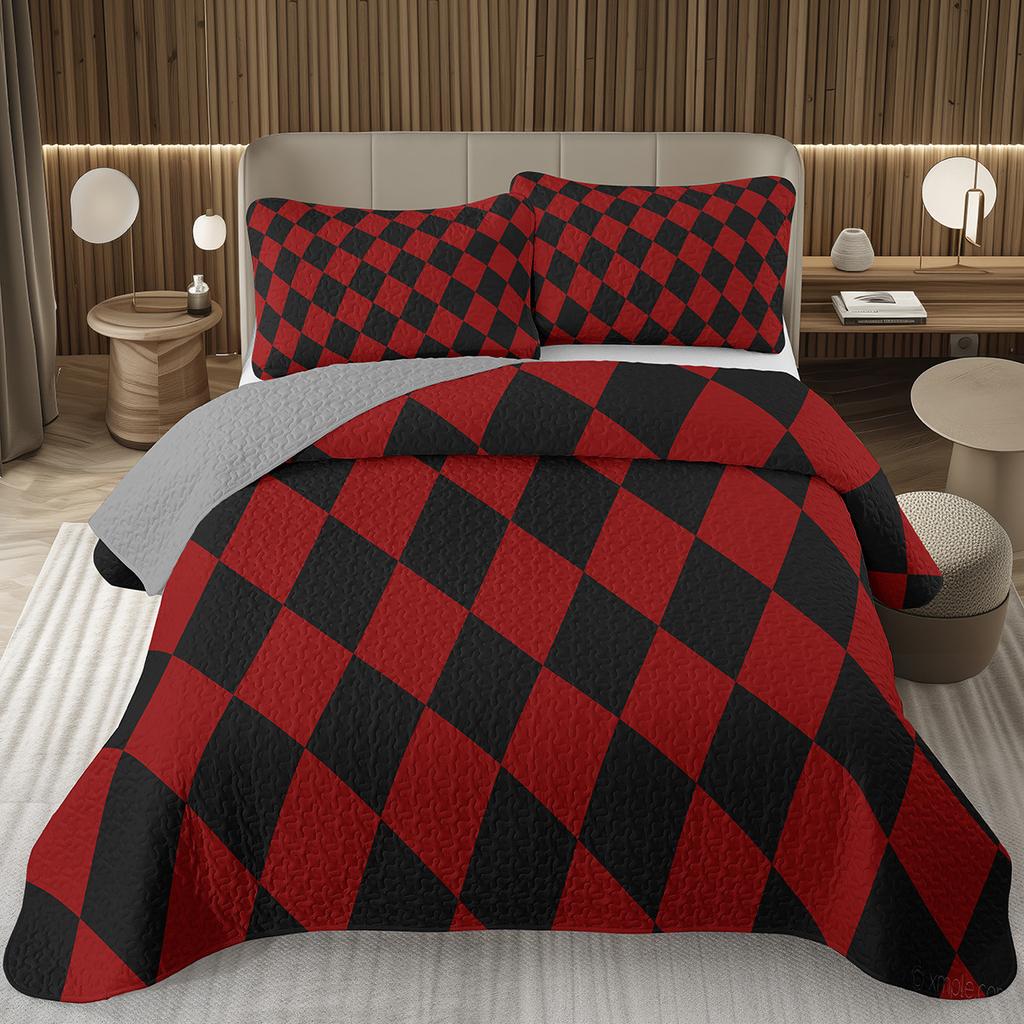 Geometric Checkered Bedspread Buffalo Plaid Quilted Bedding Set Checkerboard Gingham Coverlet Set Twin Queen for Kids Boys Teen