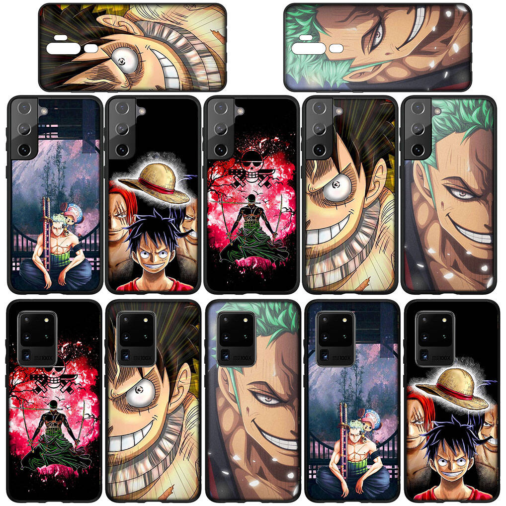 Pour Samsung Galaxy S25 S24 S23 S22 Ultra FE Plus A17 A37 A57 A56 A55 A06 A16 A15 A36 A26 A35 A05 A25 A54 A34 Coque Dessin Animé Luffy Roronoa Zoro One Piece