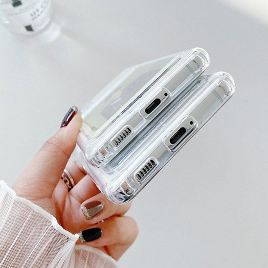 Samsung Galaxy A15 A25 A35 A55 A24 A34 A54 A14 S22 S23 S24 Ultra Plus With Wallet Clip Card Holder Shockproof Silicone Transparent Phone Case