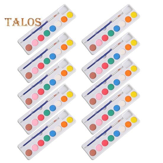 

Набор из 10 шт. акварельных красок для детей, 8 цветов, акварельные краски с кисточкой, смываемые краски, художественные принадлежности для школы, класса, путешествий 10pcs