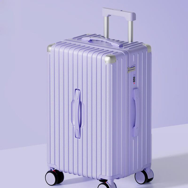 Xiaoyan Women s Multi-functional Color-Block Rolling Suitcase 26 inch