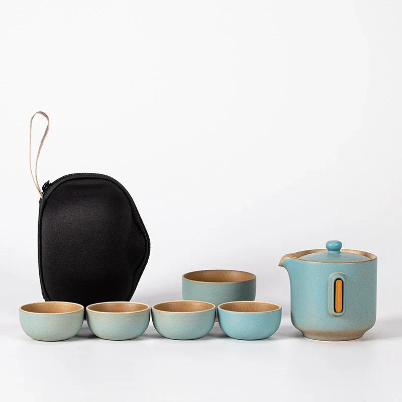 Chinese Travel Kung Fu Tea Set Ceramic Portable Teapot Porcelain Teaset Gaiwan Tea Cups of Tea Ceremony Tea Pot With Travel Bag
