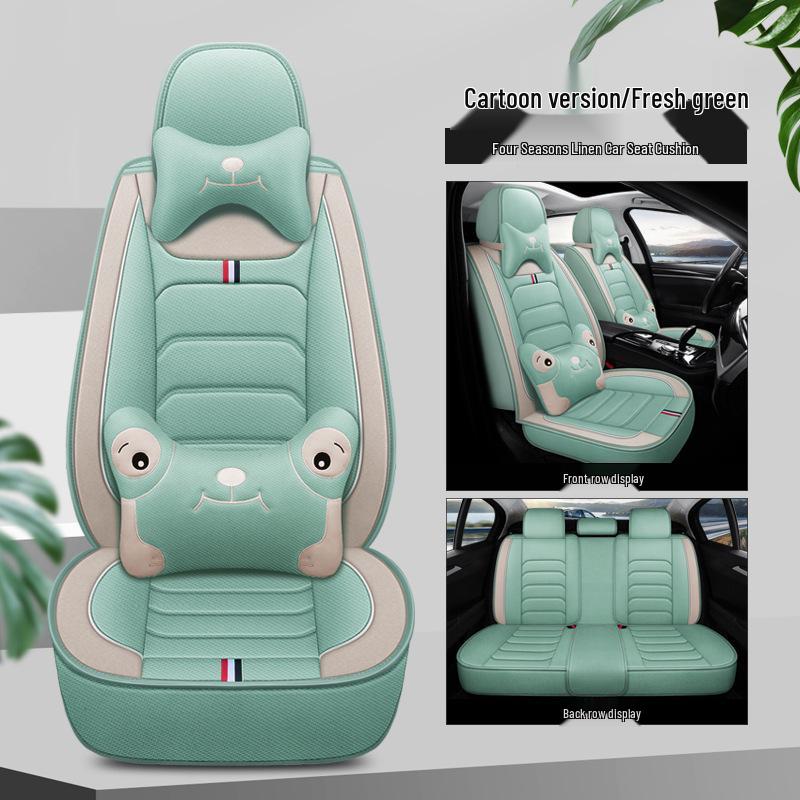 Linen Universal Car Seat Cover - Non-Slip, Full Wrap, All-Season Use