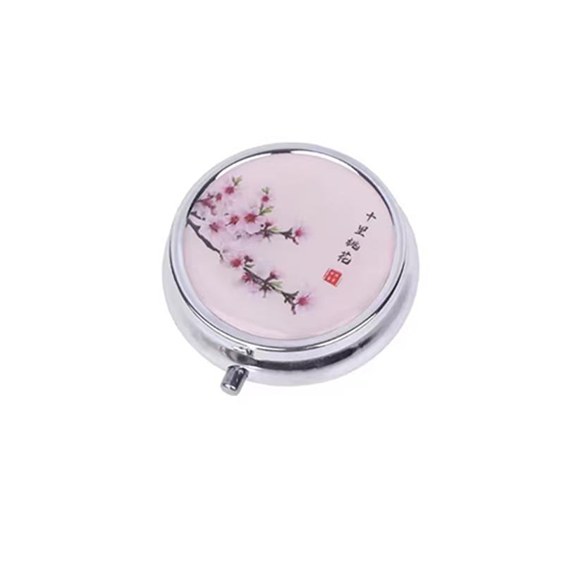 

Metal Round Natural Pattern Medicine Box Storage Container Portable Container Dispenser Box Outdoor Camping Travel First Aid Kit