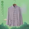 Herre Vår/Sommer Bambus Bomull Lin Tangdrakt Skjorte - Langermet, Casual Retro Kung Fu Tai Chi Stil