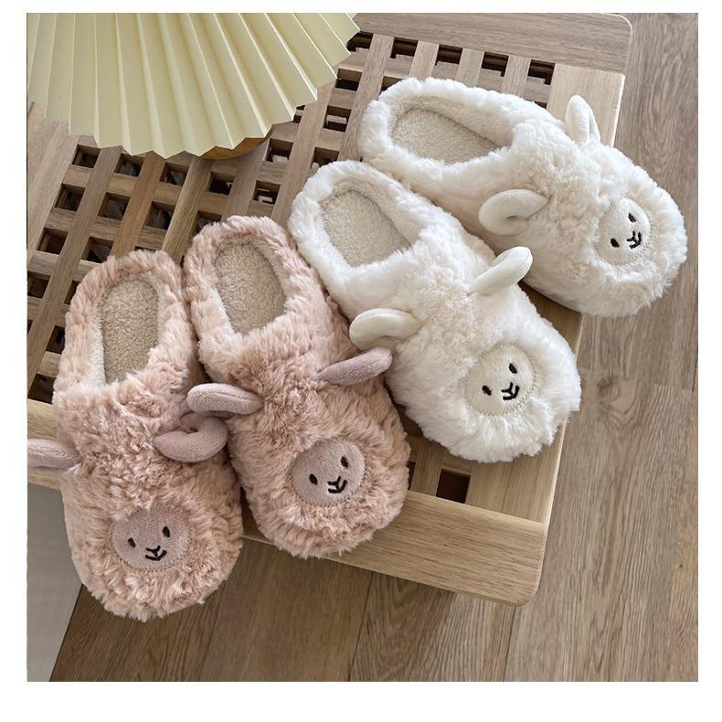 Damskie Domowe Puszyste Kapcie Platforma Antypoślizgowe Wygodne Ciepłe Buty Śliczne Owce Outdoorowe Kapcie dla Pary Kobiety Mężczyźni Damskie Buty