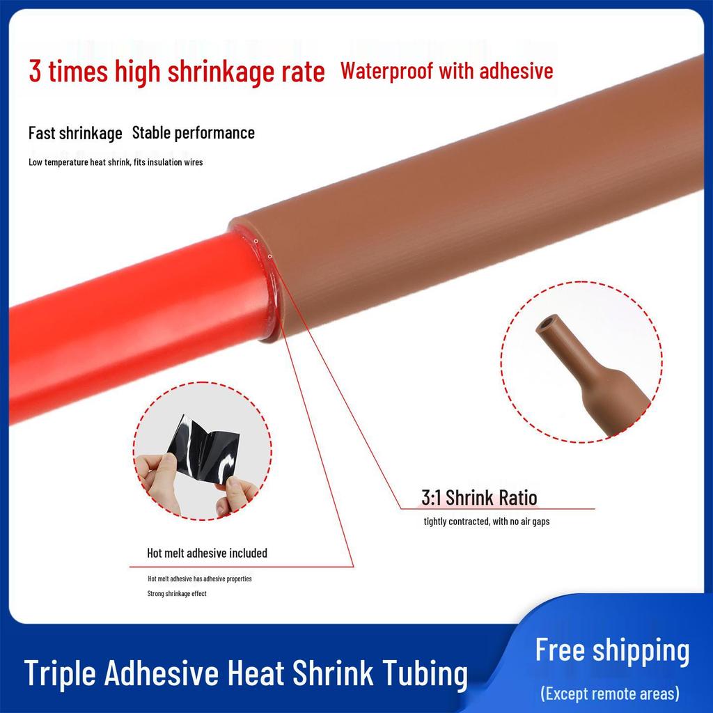 Brown 3:1 Triple-Wall Heat Shrink Tubing - Thickened Insulation for Data Cables