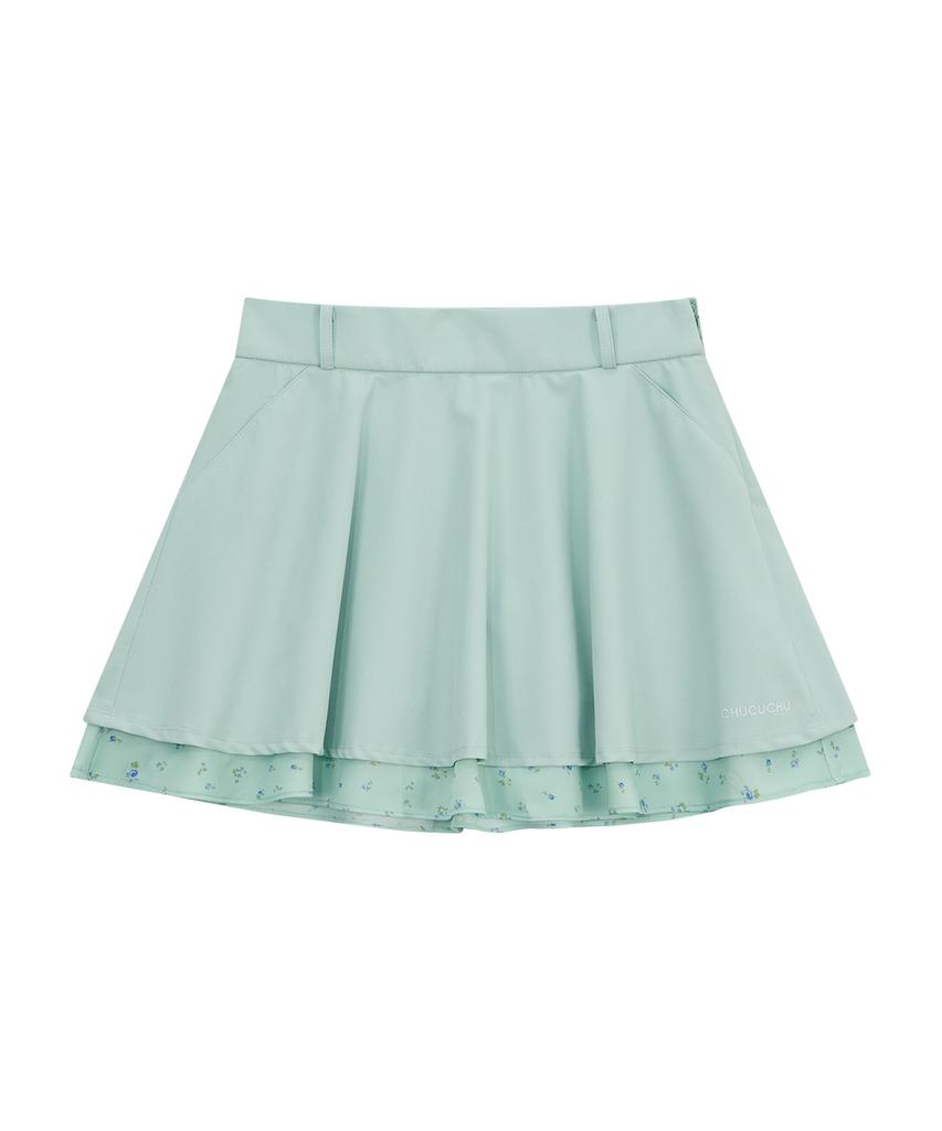 CHUCUCHU Pastel Double Flare Skirt (Light Green) Cbfss-Sk001W