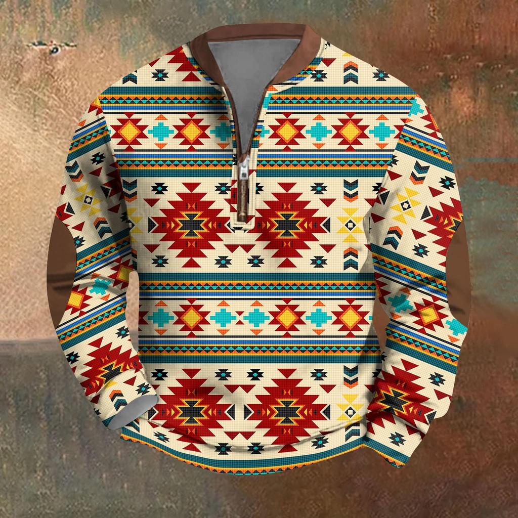 Sudadera con estampado retro e informal con degradado para hombre