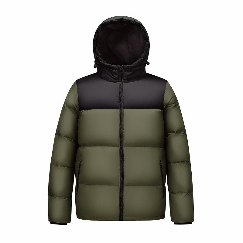 Down jacket men's winter new Korean version loose for men and women couple white duck down color-blocked jacket hooded bread jacket