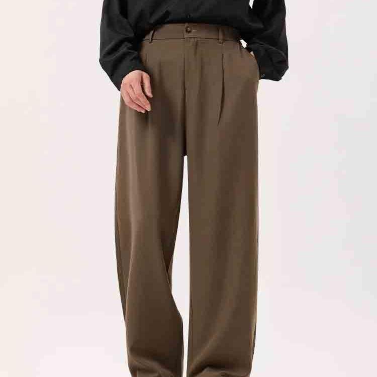 Men's Japanese-Style Wide-Leg Trousers - Casual & Trendy for Spring & Autumn