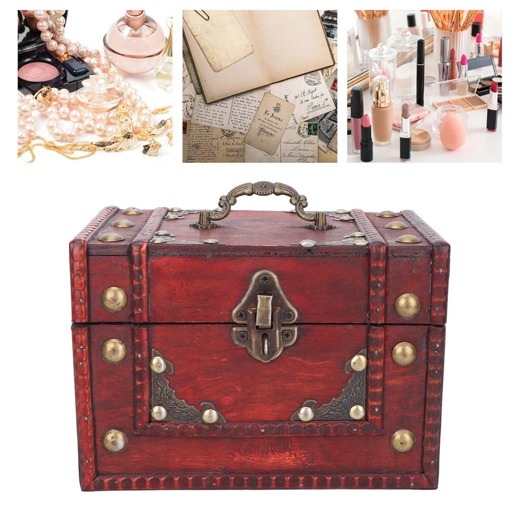 Kleine antike Mehrzweck-Schmuckschatulle aus Holz zur Aufbewahrung von Schmuck, für Geschenke, Fotosammlung, Shooting-Einrichtungsgegenstände