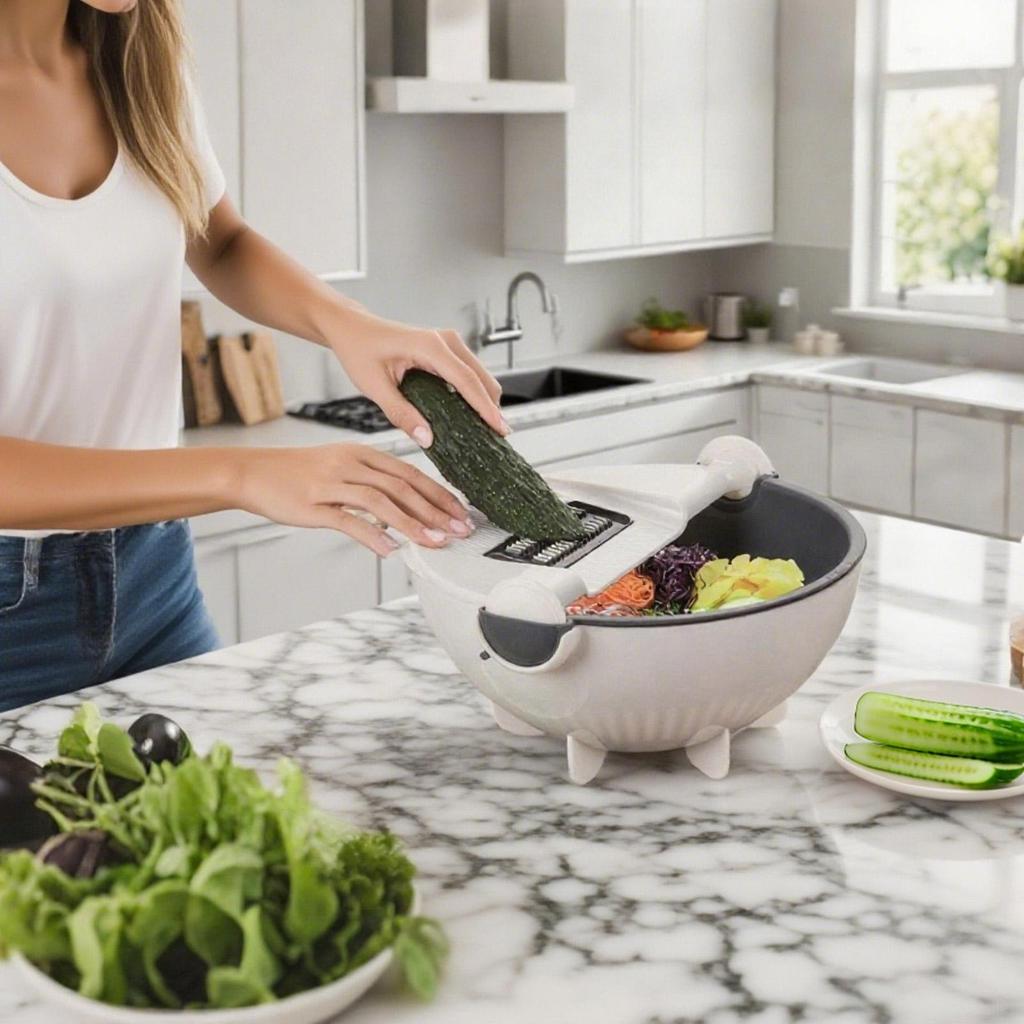 Potato Slicer Multi function hand protected shredder kitchen grater with Drain Basket 9 in 1 vegetable slicer for Potato Carrot