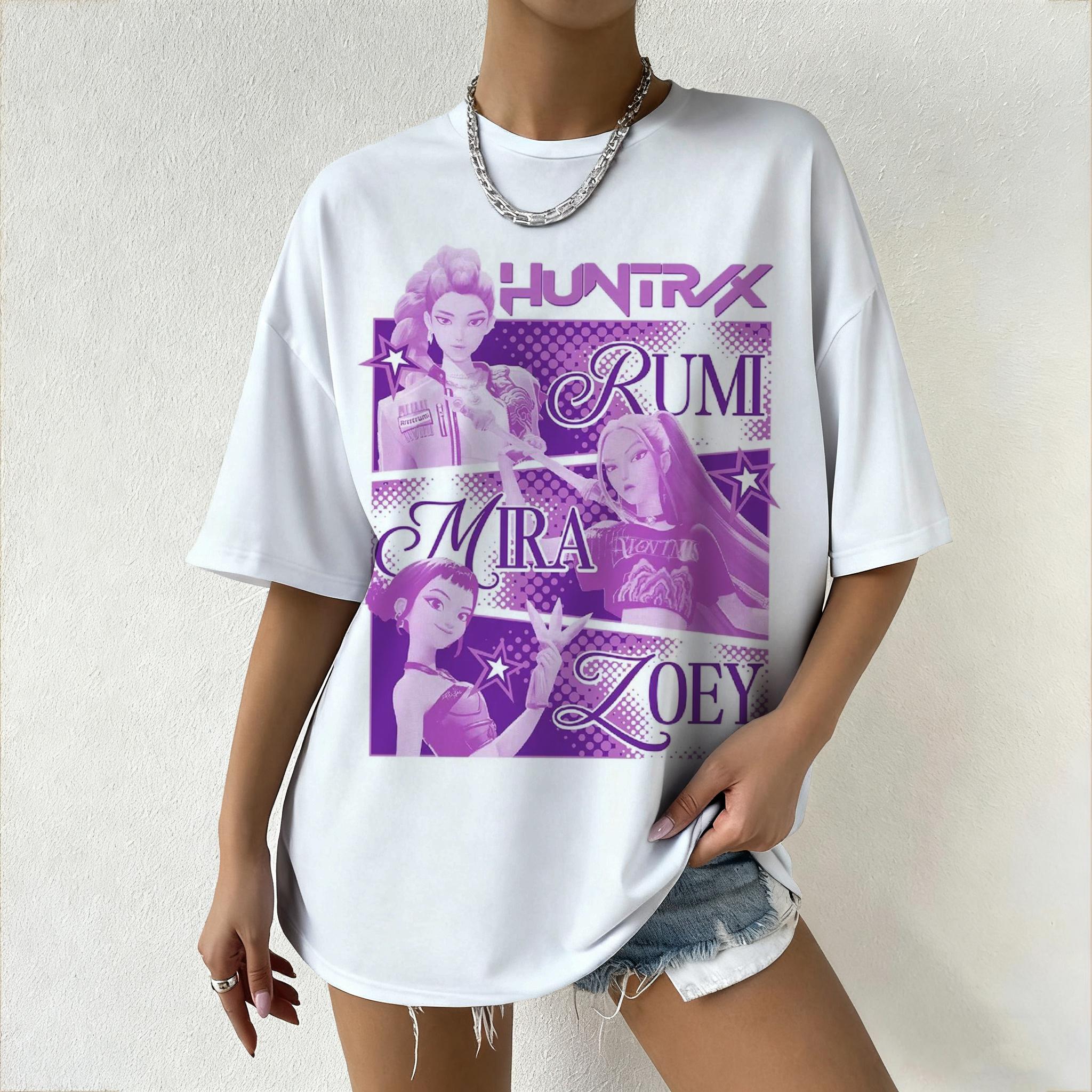 

Women s T-Shirt with KPop Demon Hunters Animated Characters & Derpy Print T-shirt for Casual Daily Wear&K-pop Fans 6XL