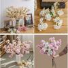Plastic Artificial Peach Blossom Branch Elegant Fake Flower Silk Cherry Blossom  Wedding Decor