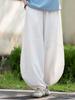 Women's Retro Ramie Sand-Washed Distressed Loose Lantern Pants for Meditation and Tai Chi