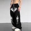 Unisex Gothic Y2K Printed Track Pants Loose Fit Drawstring Wide Leg Sweatpants