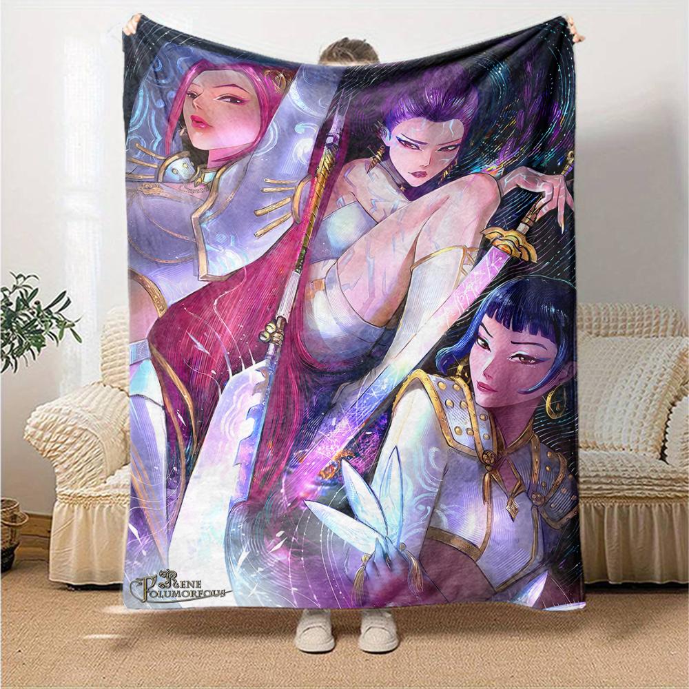 1pc KPop Demon Hunters28 Blanket, Gift, for Men and Women, Soft Blanket, Good for Sofa Bed Couch Travel, Lightweight Flannel Blanket