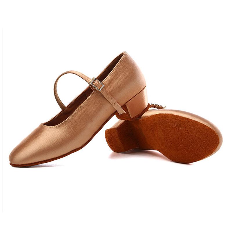 Moderne Tanzschuhe für Kinder, Mädchen, Latein, Walzer, Salsa, Anfänger, Übungstanzschuhe, Seidentanzschuhe, Absatz 3,5 cm 38 beige